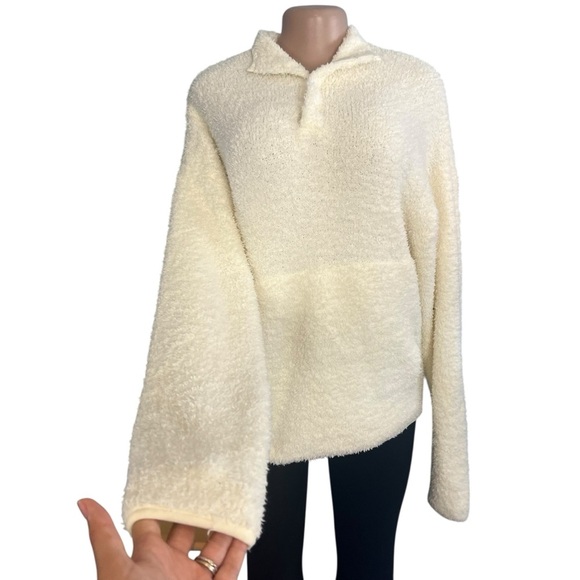 Skims Cozy Sherpa Snap Pullover Cream - Picture 4 of 9